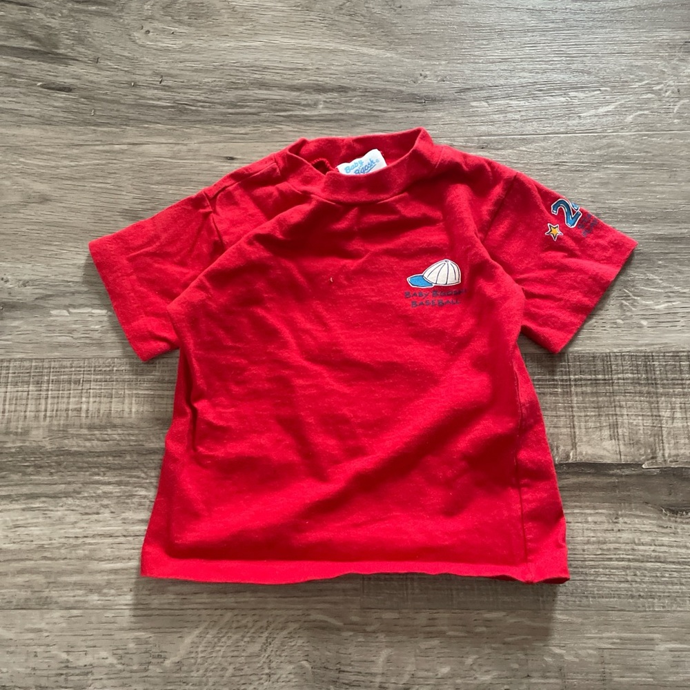 Kids Red Short Sleeve baby Oshkosh vintage baseball shirt